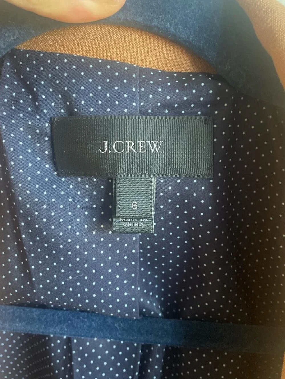 J. Crew Parke Blazer Flannel Wool Camel Tan Size 6 Stretch Quiet Luxury